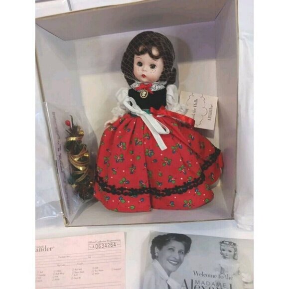 Madame Alexandera 'Deck The Halls' 8 In Doll Red Velvet Dress 2003 New In Box - Picture 14 of 15